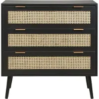 Beliani Kommode Schwarz / Beige Rattan 3 Schubladen 80 x 40 x 80 cm Modernes Design Wiener Geflecht Rattangeflecht für Wohnzimmer Schlafzimmer Flur