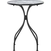 Beliani Gartentisch Schwarz u. Grün aus Metall Mosaik Muster ø 60 cm Rund Kaffeetisch Couchtisch Outdoor Terrassenmöbel Gartenmöbel Balkonmöbel