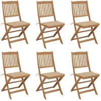 vidaXL Klappbare Gartenstühle 6 Stk. mit Kissen Massivholz Akazie