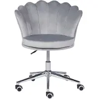 Beliani Bürostuhl Samt Grau / Silber Höhenverstellbar Drehbar für Home Office Büro Schminktisch Muschelform Muschel