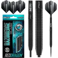 Red Dragon Red-Dragon Dartpfeile Razor Edge Black Steeldarts, mit Metallspitze, 22 g, 3 Stück