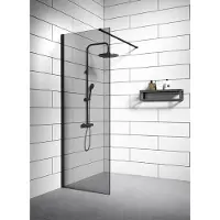 Badplaats Duschwand Rizani 70 x 200cm Glas Duschabtrennung Schwarz - Walk-In Dusche Nano Duschtrennwand