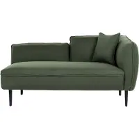 Beliani Chaiselongue Dunkelgrün Stoffbezug Bouclé Rechtsseitig mit Kissen Metallbeine Modern für Wohnzimmer Schlafzimmer Wintergarten Kleine Räume