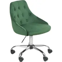Beliani Arbeitshocker Smaragdgrün Samt Modern Chesterfield Stil Höhenverstellbar Drehbar Rollbar Home-Office Büro Arbeitszimmer Ausstattung Sitzmöbel