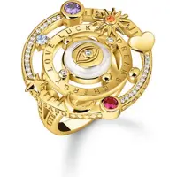 Thomas Sabo Cocktailring im kosmischen Design mit bunten Steinen vergoldet