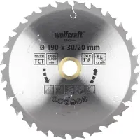 Wolfcraft 1 Akku-Kreissägeblatt HM ø184x20/16 mm
