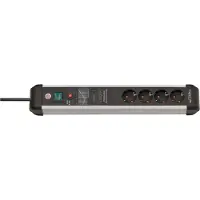 Brennenstuhl 1391010400, 3 m, Drinnen, Abgewinkelt, IP20, Schwarz, Silber, 4 AC-Ausgänge