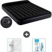Intex Luftbett - 2 Personen - 152 x 203 x 25 cm - Blau - Mit eingebauter Pumpe, Spannbettlaken Weiß en Reperaturset