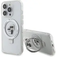 Karl Lagerfeld Karl & Choupette Hard Case Back Cover Ringstand MagSafe für das iPhone 15 Pro - Transparent