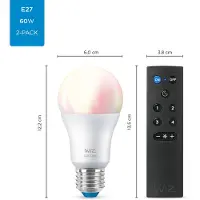 Wiz Leuchtmittel Smart Color 8,5W RGBW 2er-Set E27 Remote - , A60 E27 8,5 W LED, dimmbar, Kunststoff