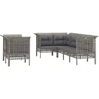 vidaXL 7-tlg. Garten-Lounge-Set mit Kissen Grau Poly Rattan