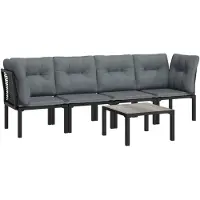 vidaXL 5-tlg. Garten-Lounge-Set Schwarz und Grau Poly Rattan