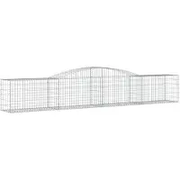 vidaXL Gabionen mit Hochbogen 2 Stk. 400x50x60/80 cm Verzinktes Eisen