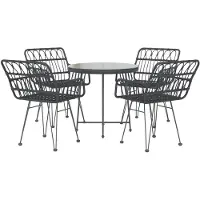 vidaXL 5-tlg. Garten-Essgruppe Schwarz Poly Rattan