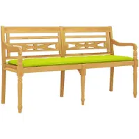 vidaXL Batavia-Bank mit Hellgrünem Kissen 150 cm Massivholz Teak