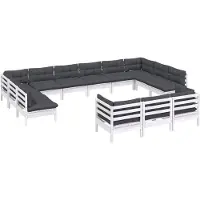 vidaXL 13-tlg. Garten-Lounge-Set mit Kissen Weiß Kiefernholz