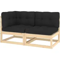 vidaXL 2-tlg. Garten-Lounge-Set mit Kissen Kiefer Massivholz