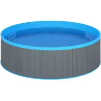 vidaXL Planschbecken mit Einhängeskimmer und Pumpe 350x90 cm Grau