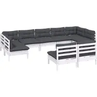 vidaXL 9-tlg. Garten-Lounge-Set mit Kissen Weiß Kiefer Massivholz