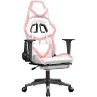 vidaXL Gaming-Stuhl mit Massage & Fußstütze Weiß & Rosa Kunstleder