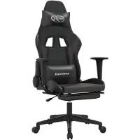 vidaXL Gaming-Stuhl mit Massage & Fußstütze Schwarz & Grau Kunstleder