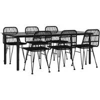 vidaXL 7-tlg. Garten-Essgruppe Schwarz Poly Rattan