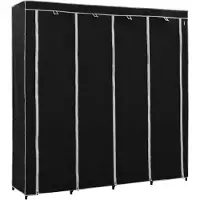 vidaXL Kleiderschrank mit 4 Fächern Schwarz 175 x 45 x 170 cm