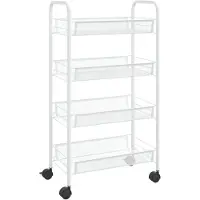 vidaXL Küchenwagen 4 Etagen Weiß 46x26x85 cm Eisen