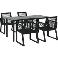vidaXL 5-tlg. Garten-Essgruppe Schwarz PVC Rattan