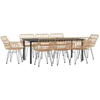 vidaXL 9-tlg. Garten-Essgruppe Poly Rattan