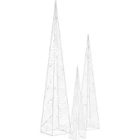 vidaXL LED-Leuchtkegel-Set Acryl Deko Kaltweiß 30/45/60 cm