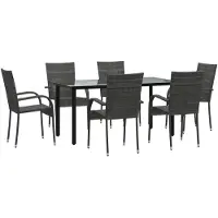 vidaXL 7-tlg. Garten-Essgruppe Grau Poly Rattan