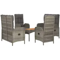 vidaXL 5-tlg. Garten-Essgruppe mit Kissen Grau Poly Rattan