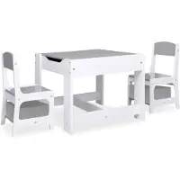 vidaXL Kindertisch mit 2 Stühlen Weiß MDF
