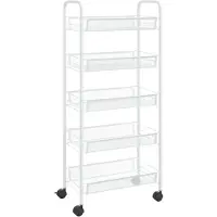 vidaXL Küchenwagen 5 Etagen Weiß 46x26x105 cm Eisen