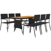 vidaXL 7-tlg. Garten-Essgruppe Poly Rattan Schwarz