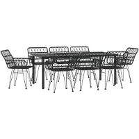vidaXL 9-tlg. Garten-Essgruppe Schwarz Poly Rattan