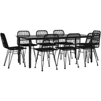 vidaXL 9-tlg. Garten-Essgruppe Schwarz Poly Rattan