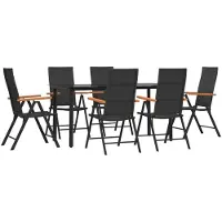 vidaXL 7-tlg. Garten-Essgruppe Schwarz und Braun Poly Rattan
