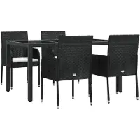 vidaXL 5-tlg. Garten-Essgruppe mit Kissen Schwarz Poly Rattan