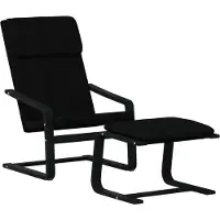 vidaXL Relaxsessel mit Hocker Schwarz Stoff
