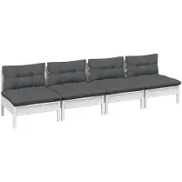 vidaXL 4-Sitzer-Gartensofa mit Anthrazit Kissen Massivholz Kiefer