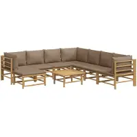 vidaXL 9-tlg. Garten-Lounge-Set mit Kissen Taupe Bambus