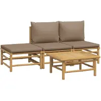 vidaXL 4-tlg. Garten-Lounge-Set mit Taupe Kissen Bambus