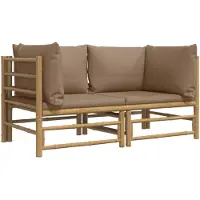 vidaXL Garten-Ecksofas mit Taupe Kissen 2 Stk. Bambus