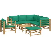 vidaXL 8-tlg. Garten-Lounge-Set mit Grünen Kissen Bambus