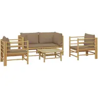 vidaXL 5-tlg. Garten-Lounge-Set mit Kissen Taupe Bambus