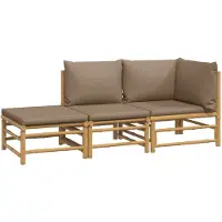 vidaXL 3-tlg. Garten-Lounge-Set mit Taupe Kissen Bambus