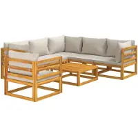 vidaXL 7-tlg. Garten-Lounge-Set mit Hellgrauen Kissen Massivholz