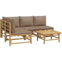 vidaXL 5-tlg. Garten-Lounge-Set mit Kissen Taupe Bambus